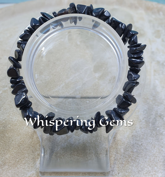 Black Obsidian Crystal Chip Bracelet