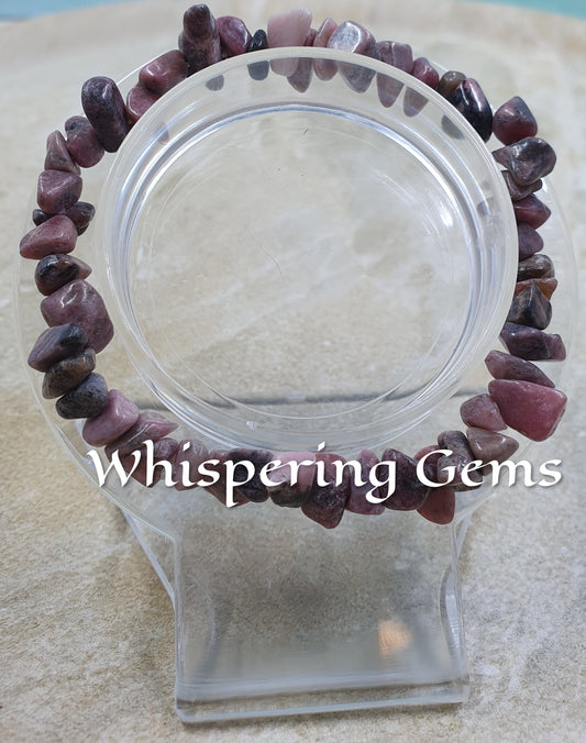 Rhodonite Crystal Chip Bracelet