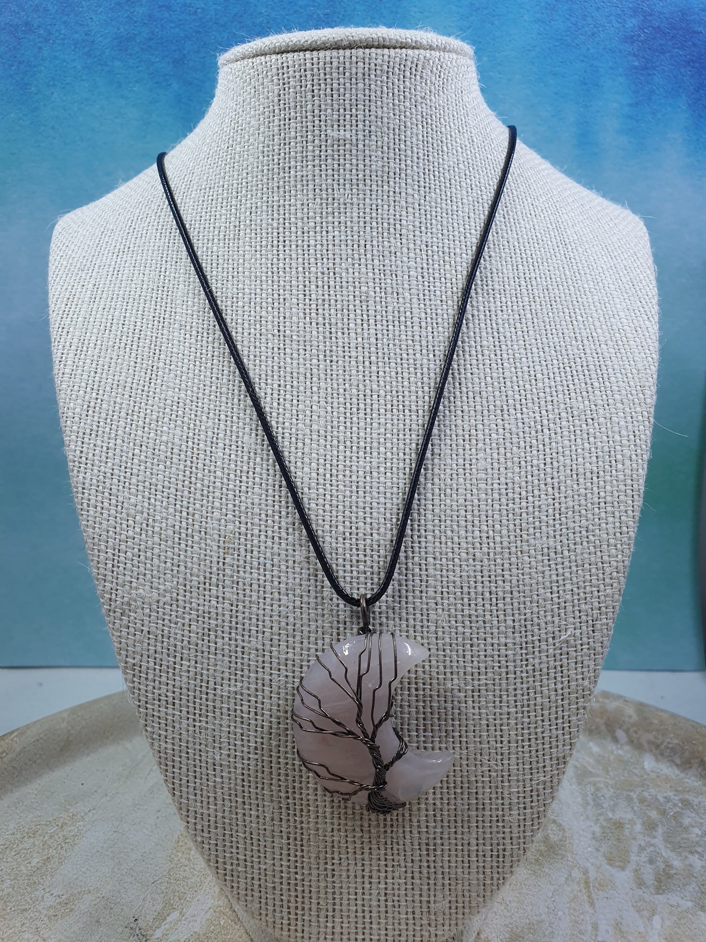 Rose Quartz Tree of Life Pendant Necklace #2