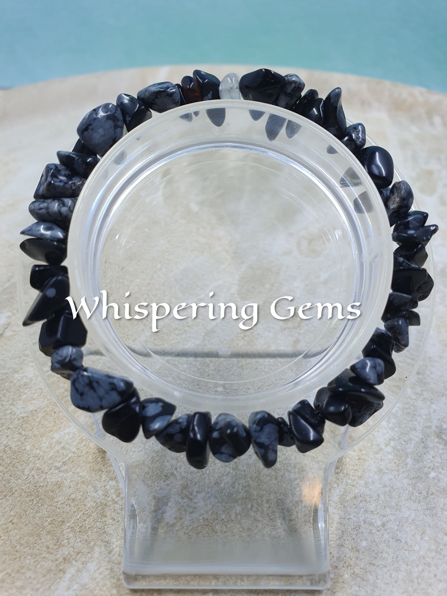 Snowflake Obsidian Crystal Chip Bracelet