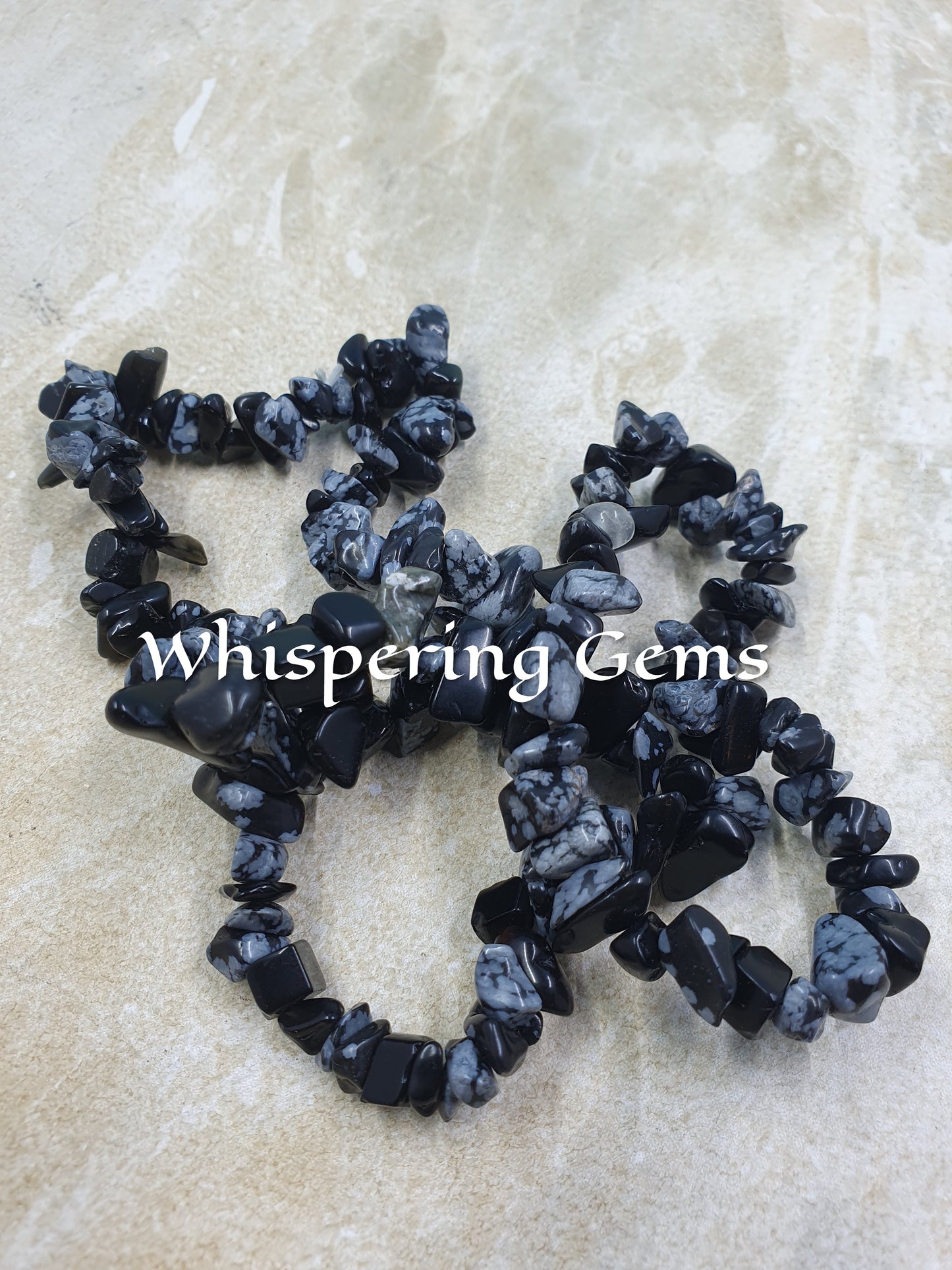 Snowflake Obsidian Crystal Chip Bracelet