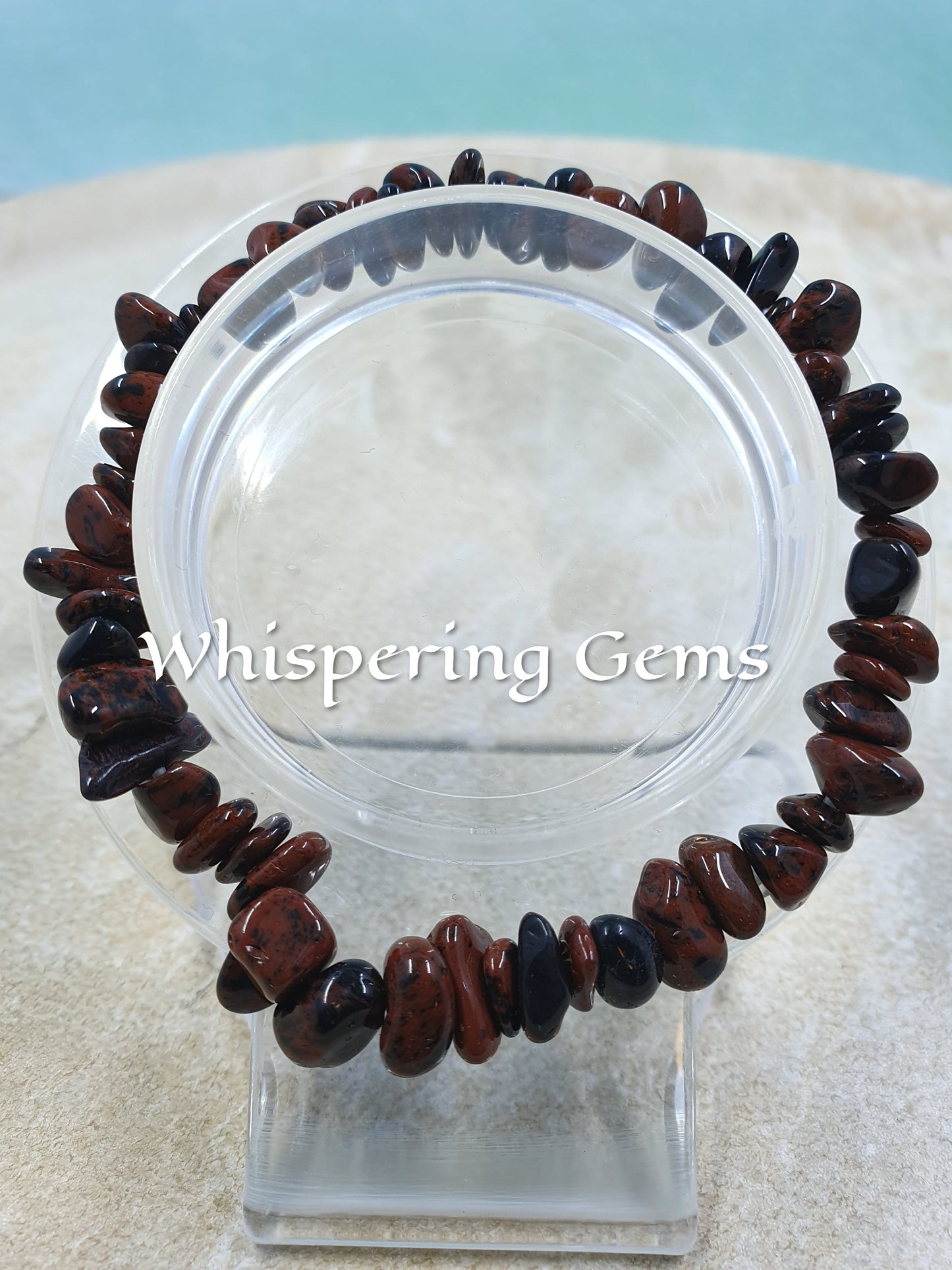 Red Obsidian Crystal Chip Bracelet