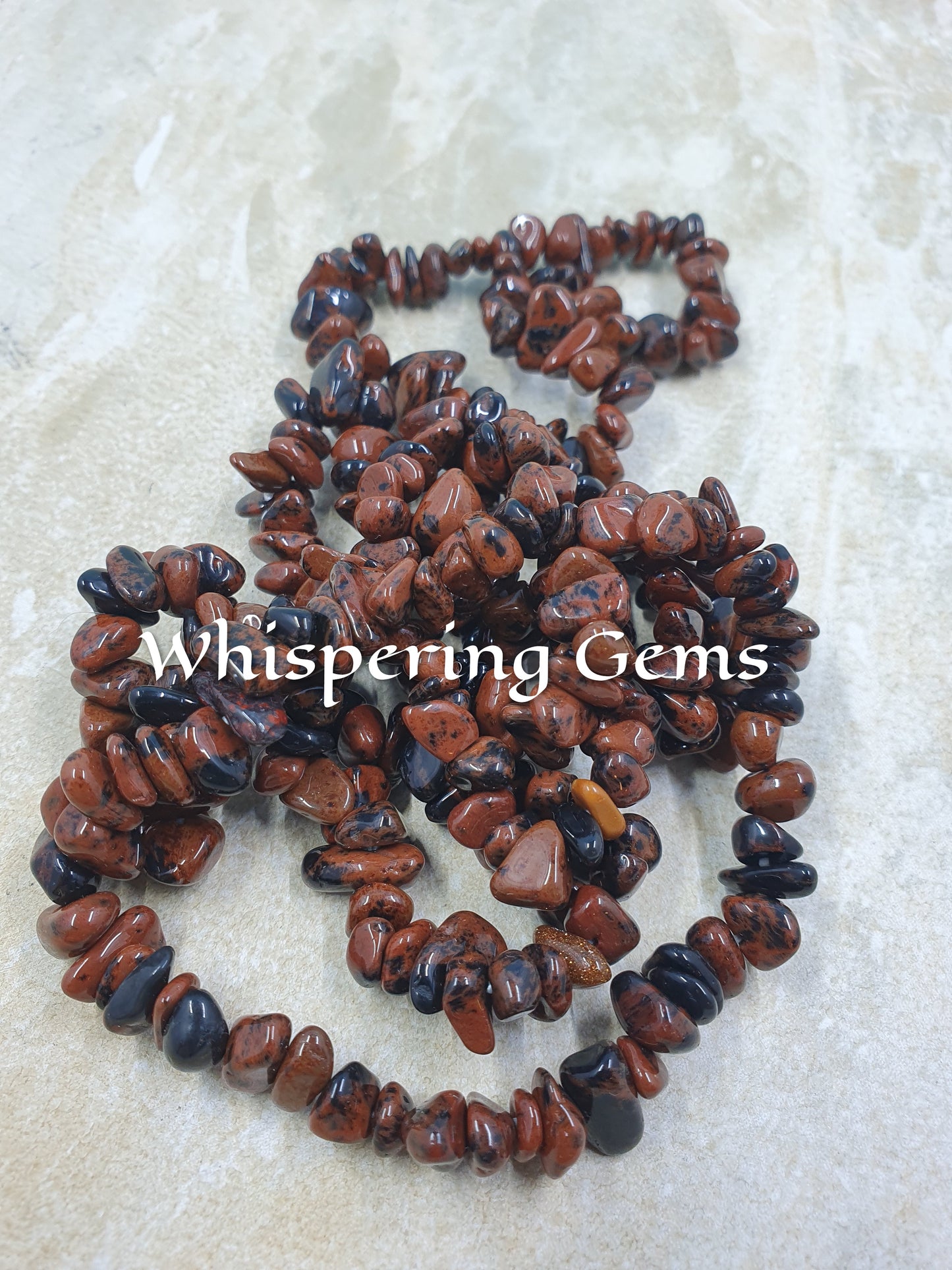 Red Obsidian Crystal Chip Bracelet