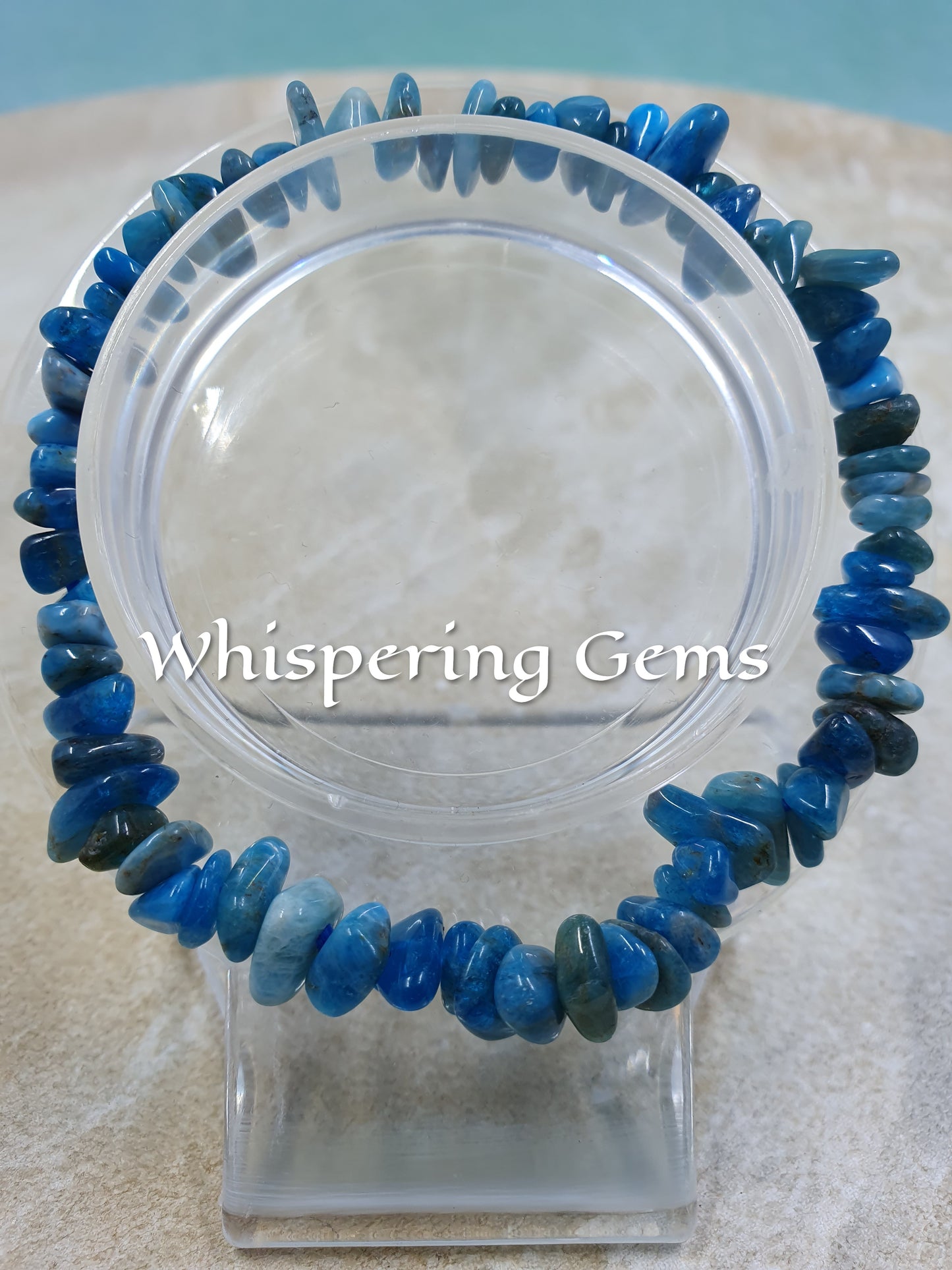 Blue Apatite Crystal Chip Bracelet