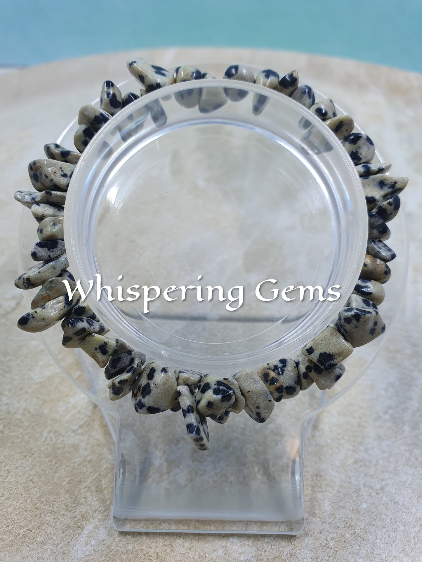 Dalmatian Jasper Crystal Chip Bracelet