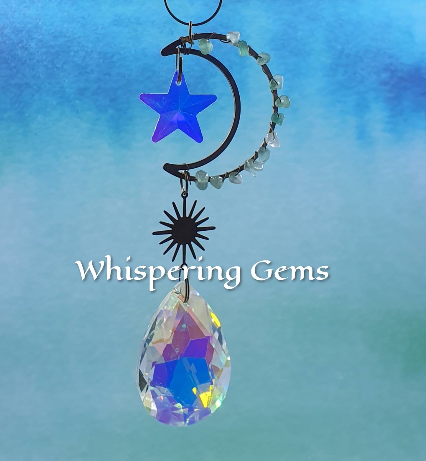 Green Aventurine Moon & Star Suncatcher #2