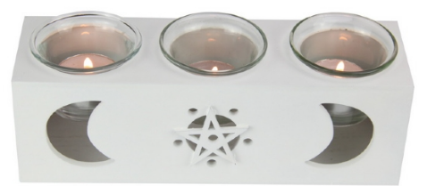 Triple Moon White Candle Holder