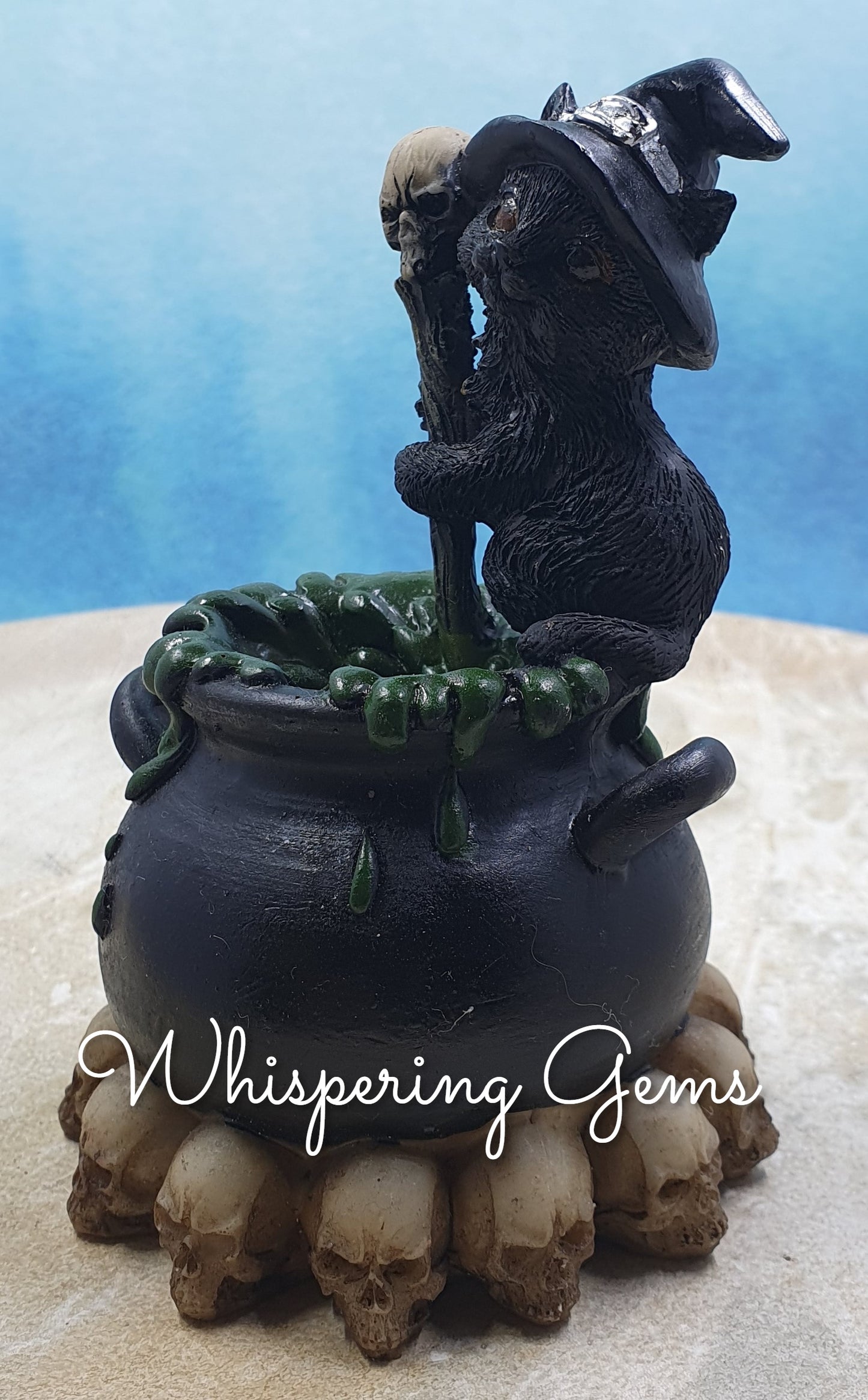 Witch Cat Cauldron Figurine