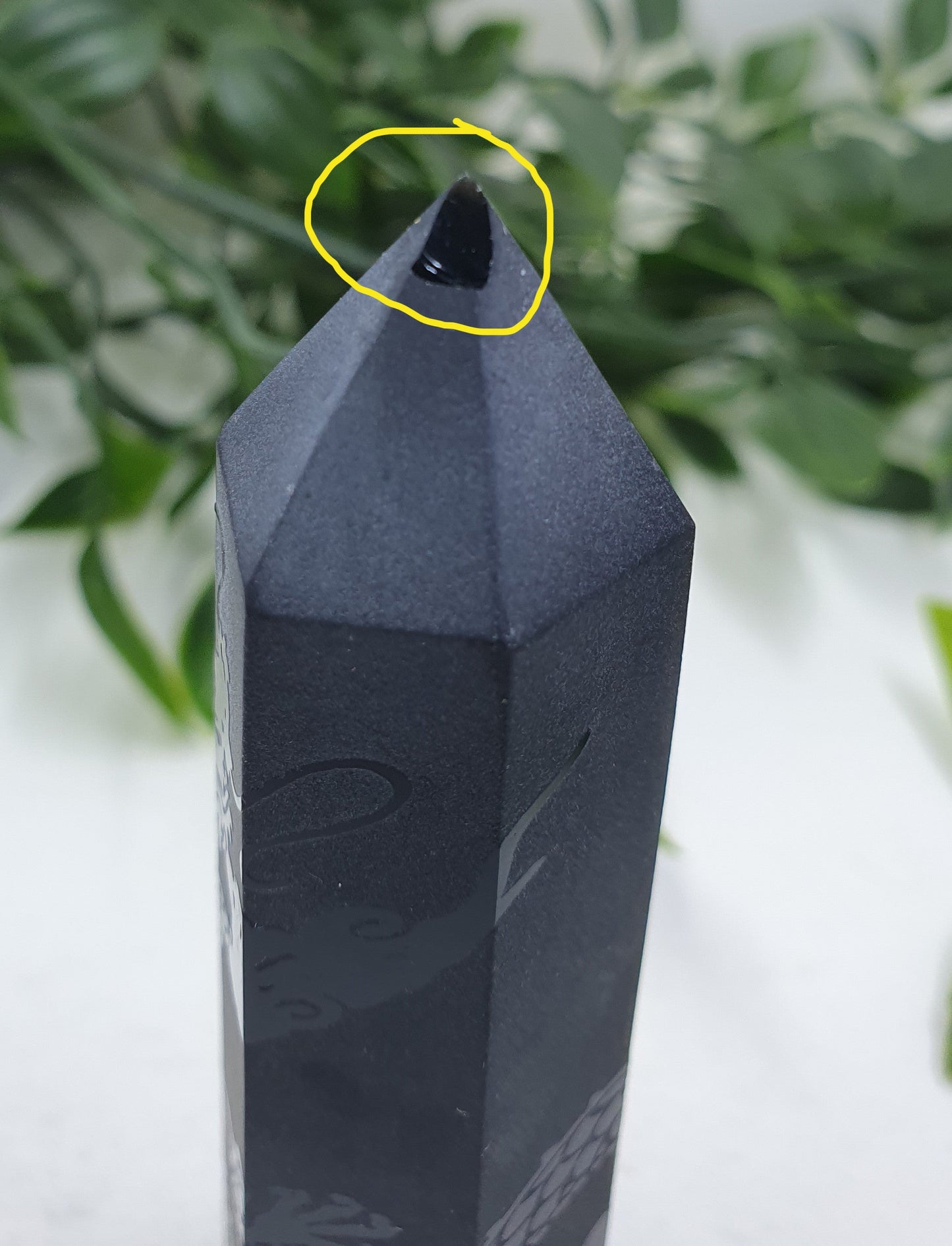 Damaged Item - Black Obsidian with Dragon Carving Point #1