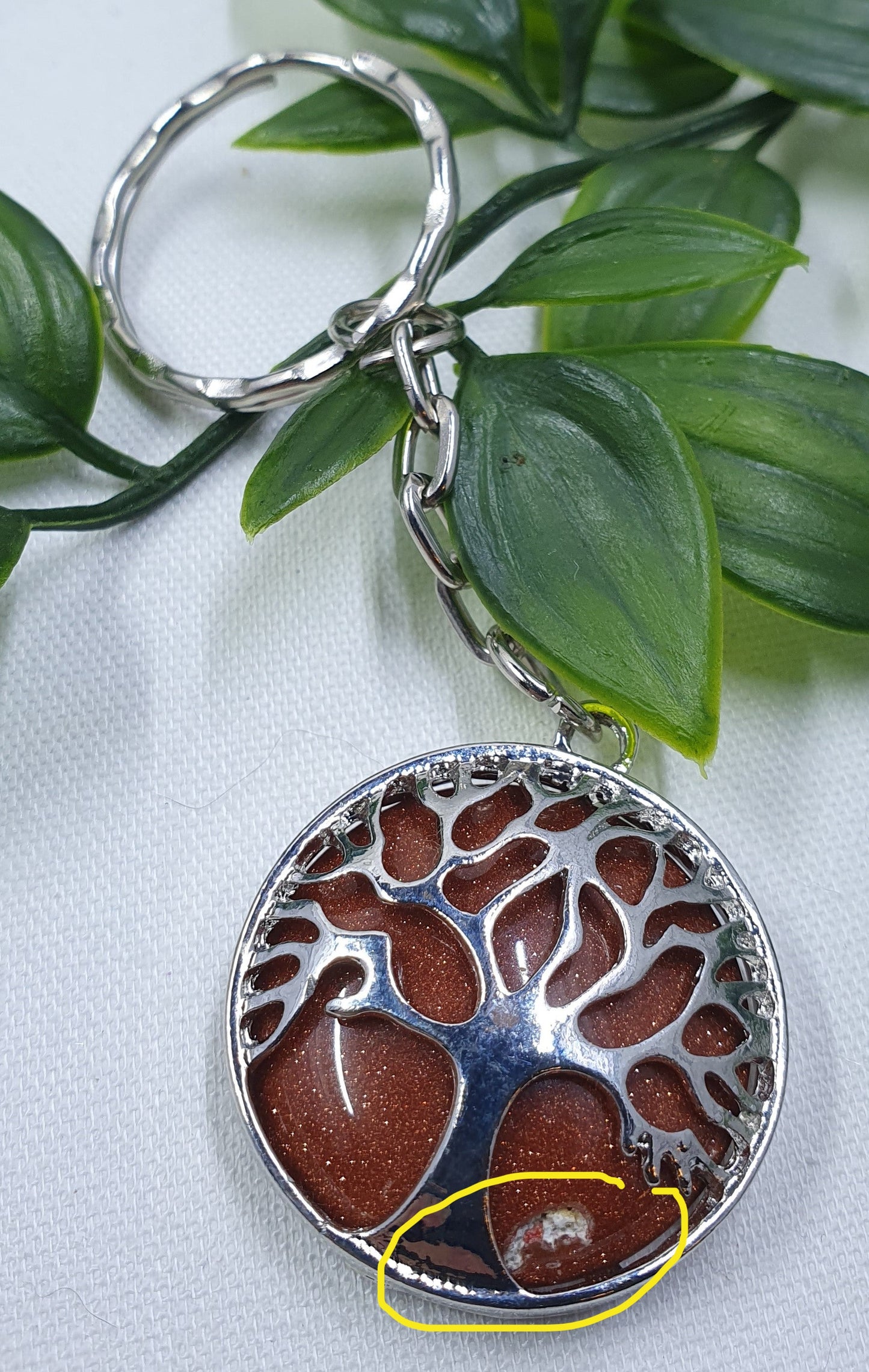 Damaged Item - Gold Sandstone Tree of Life Keychain #1